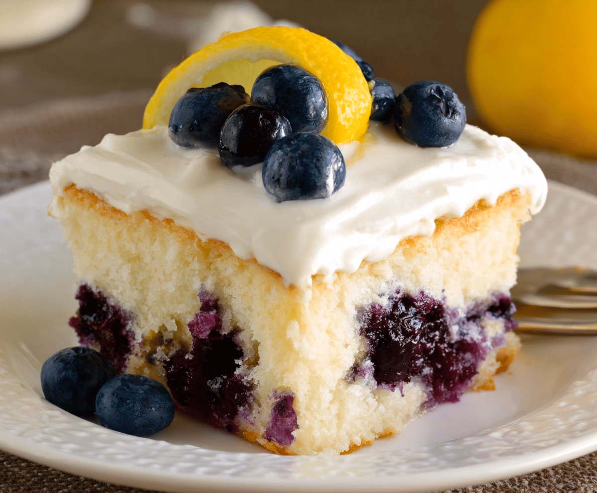 Moist Lemon Blueberry Poke Cake Recipe
